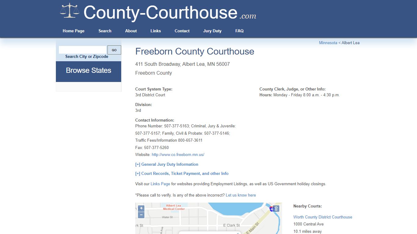 Freeborn County Courthouse in Albert Lea, MN - Court ...